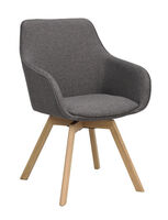 Rowico Home Alison tuoli käsinojilla harmaa kangas/tammijalat